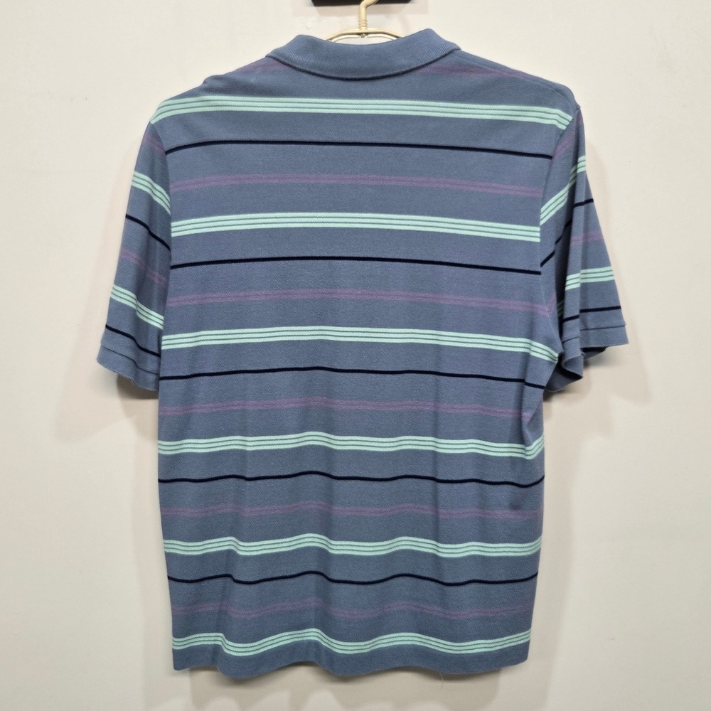Lacoste Polo Shirt 7 US 2XL Blue Stripe Pique Cotton‎ Croc Logo Retro Y2K Preppy - Picture 2 of 7